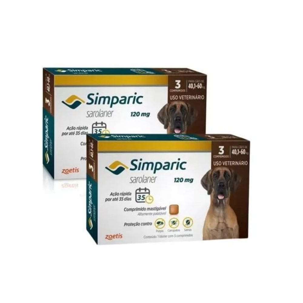 2 Antipulgas E Carrapatos Simparic 120Mg Cães 40,1 A 60Kg