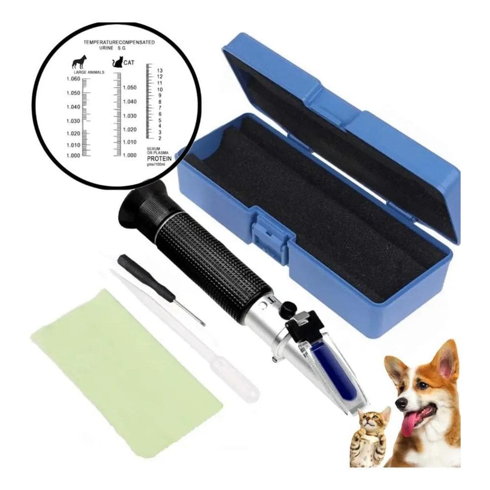 2X Refratômetro Veterinário Cão Gato Análise Proteína Urina