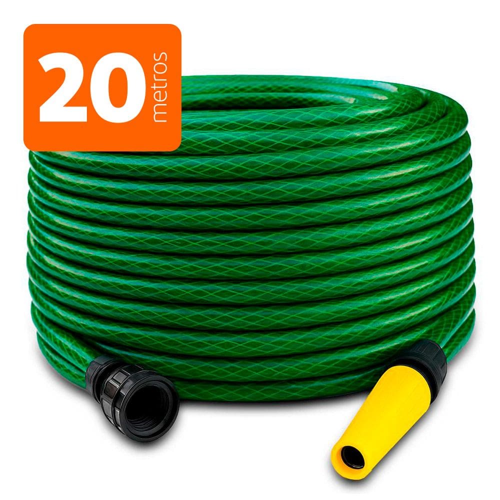 Mangueira Para Jardim Reforçada em PVC Anti-torção com Engate e Esguicho Verde - Unifios