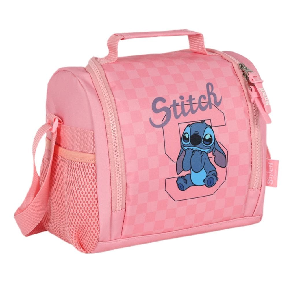 Lancheira Térmica Stitch Escolar Infantil Transversal Rosa