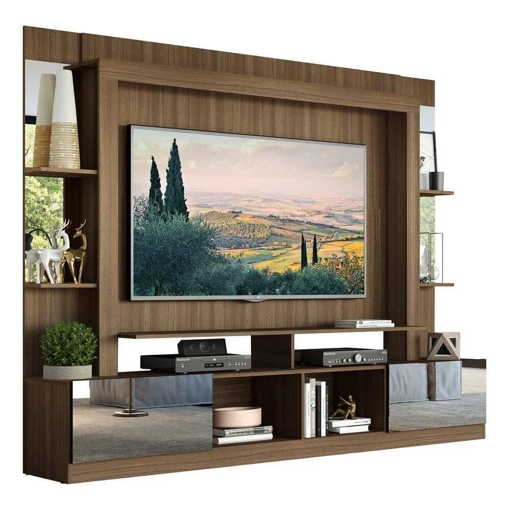 Estante 65” Espelho Multimóveis V3381 Madeirada/preta