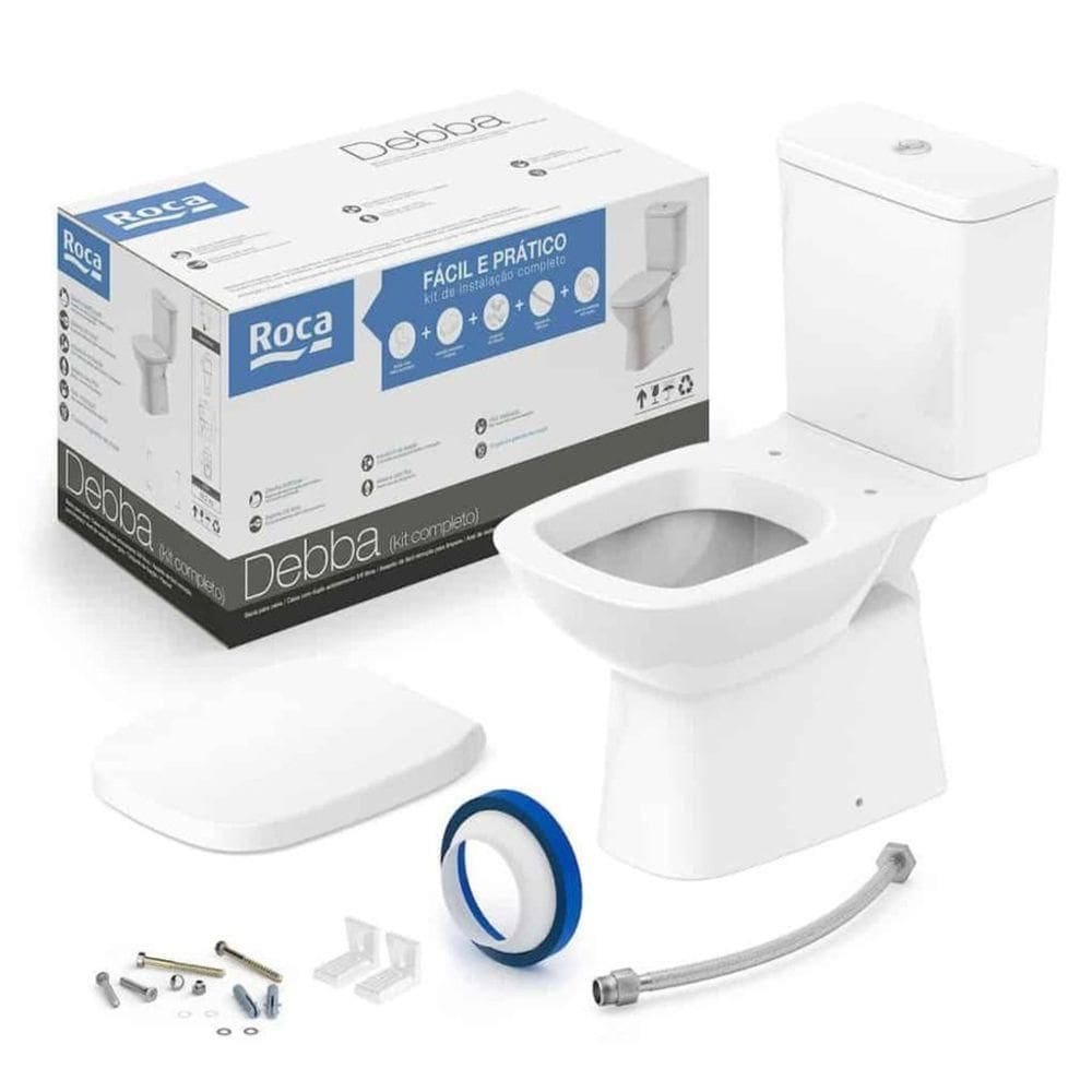 Kit Vaso Sanitário Com Caixa Acoplada Branco Duplo Acionamento 3-6l Round Roca