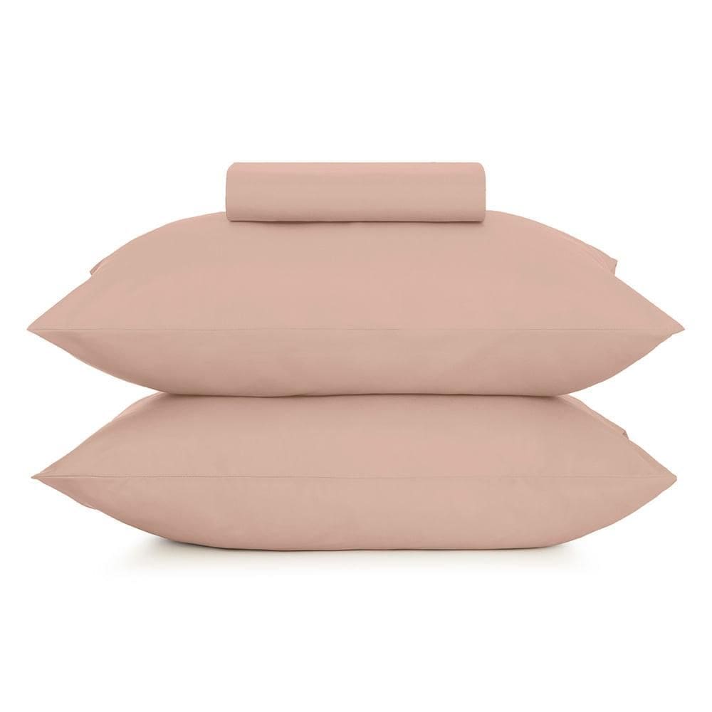 Jogo Cama de Simples Altenburg 3pc Liso Toque Acetinado Rosa Lunar