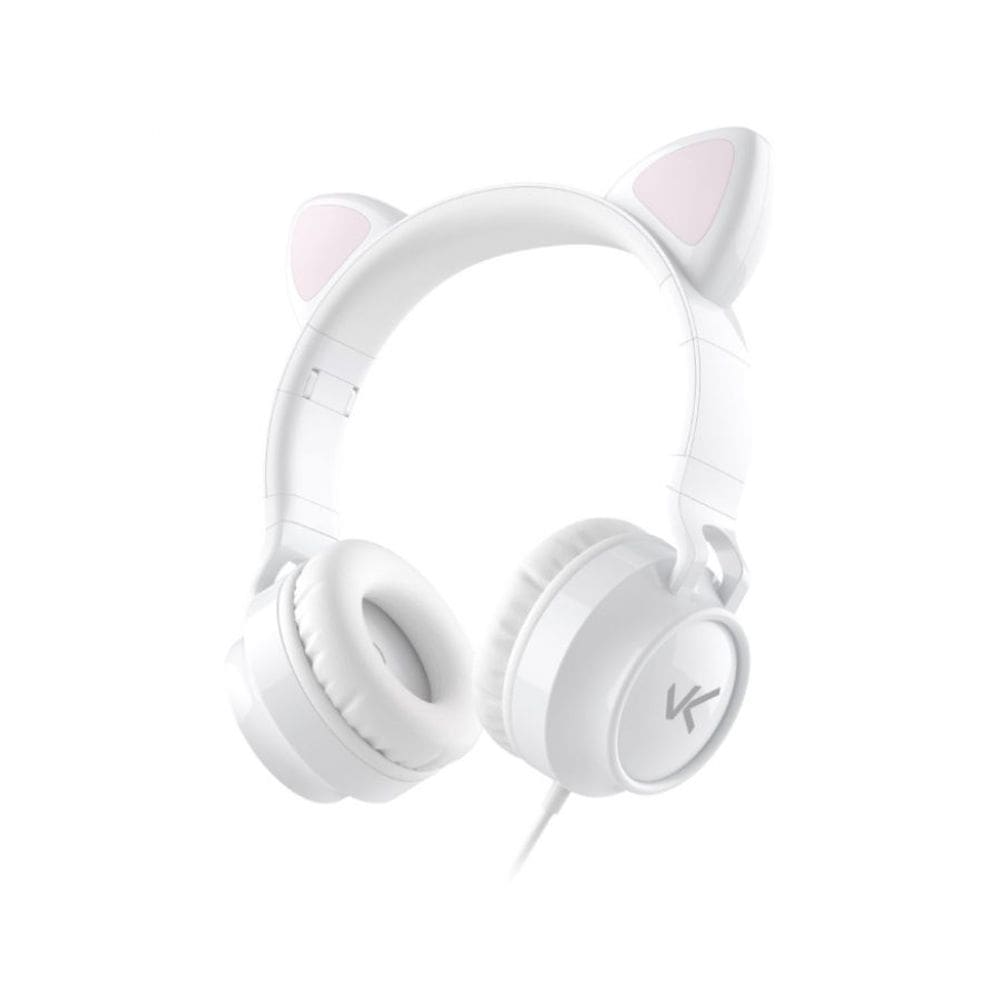 Fone Headset Kitty Ear Branco- Orelha De Gato Com Microfone Cabo 1.2m Plug P2 Estéreo P3 - KE110B