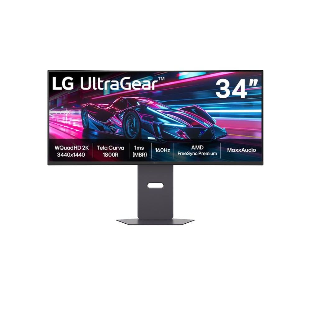 Monitor Gamer LG UltraGear™ Curvo 34G600A-B 34” QuadHD 2K, UltraWide 1800R, 160Hz, 1ms (MBR), AMD FreeSync™ Premium, HDR10, MaxxAudio