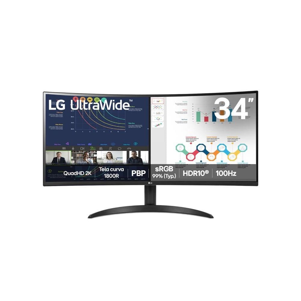 Monitor LG UltraWide™ Curvo 34WR50QK-B QuadHD 2K de 34”, PBP, sRGB 99%, HDR10, 100Hz