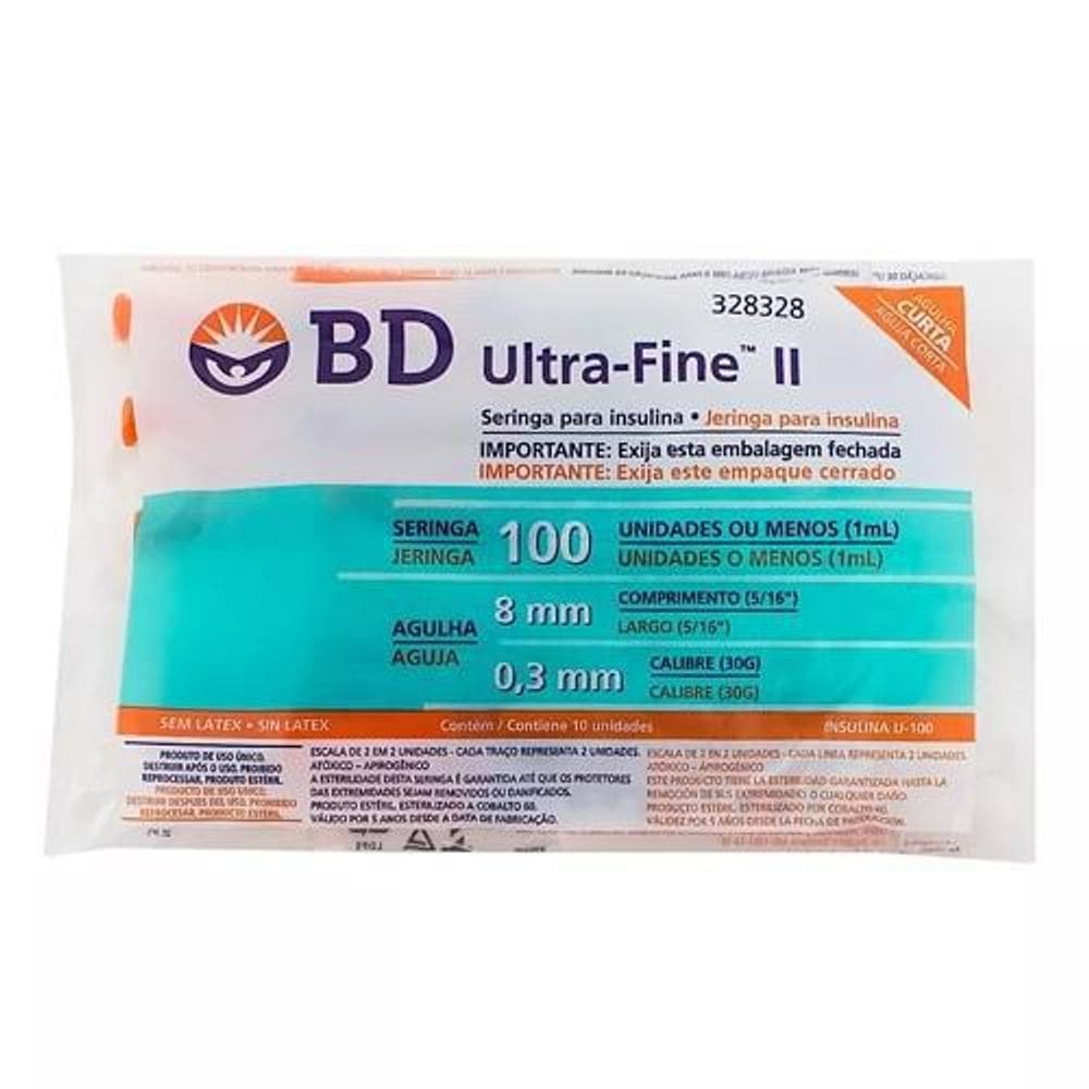 Seringa Descartável Bd 1Ml Com 10Un Ultra Fina Ac 328328