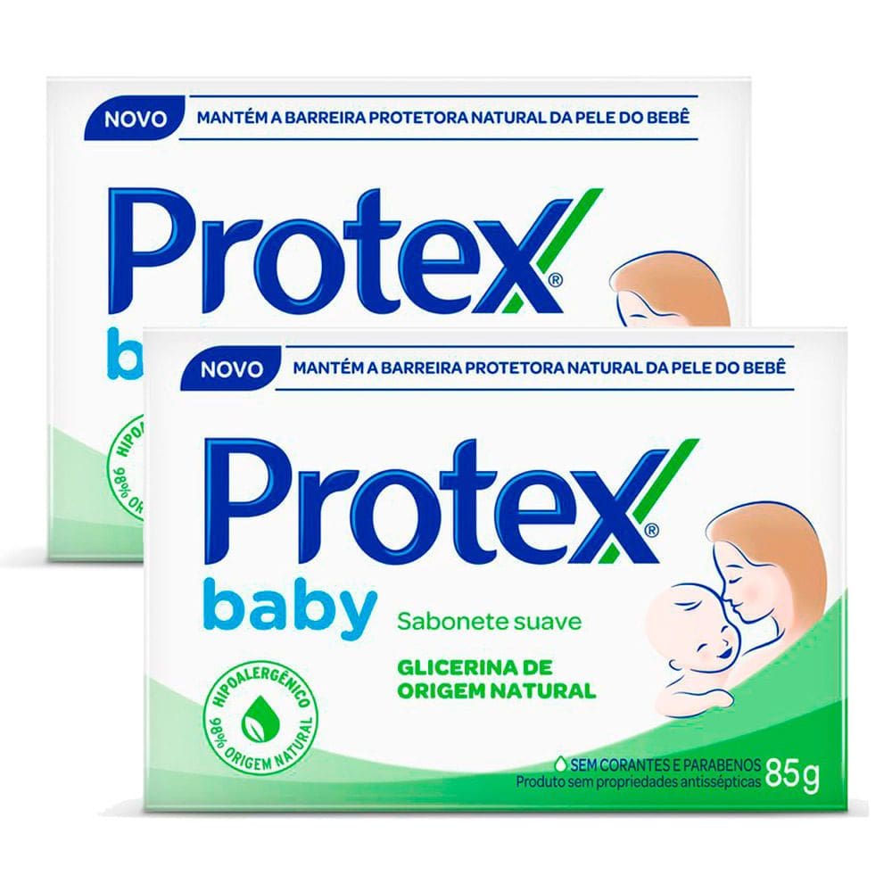 Kit 2 Sabonete em Barra Protex Baby Glicerina Natural 85g
