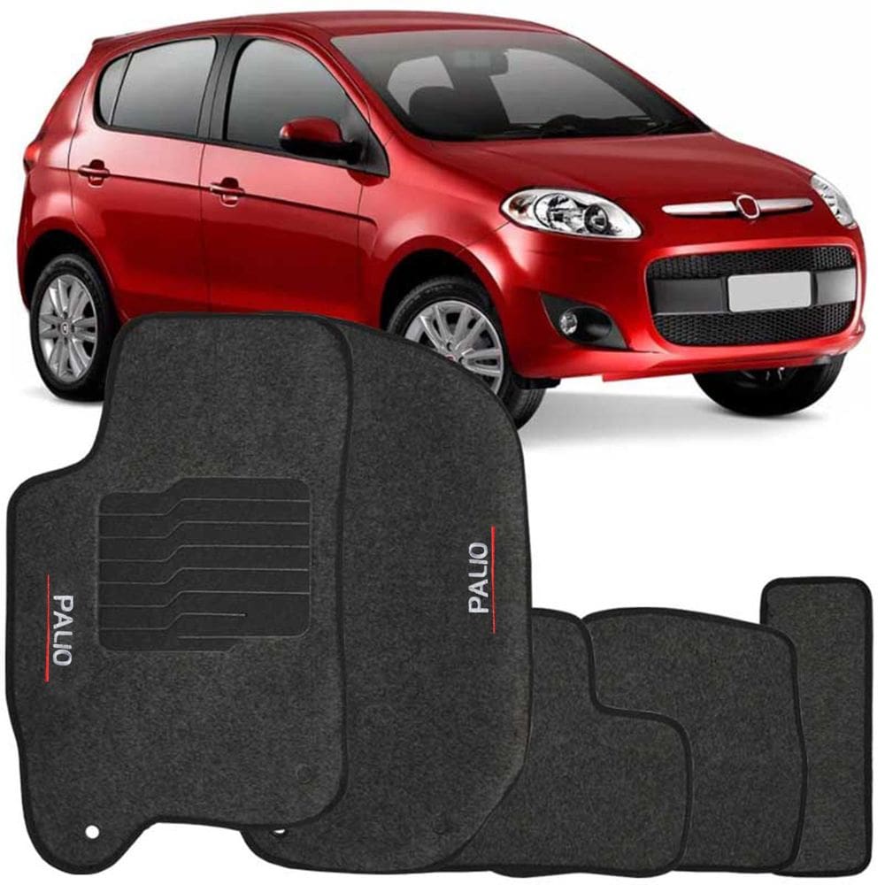 Jogo de Tapete Automotivo Carpete Fiat Novo Palio 2012 à 2018 Soft Logo Bordado 5 Peças