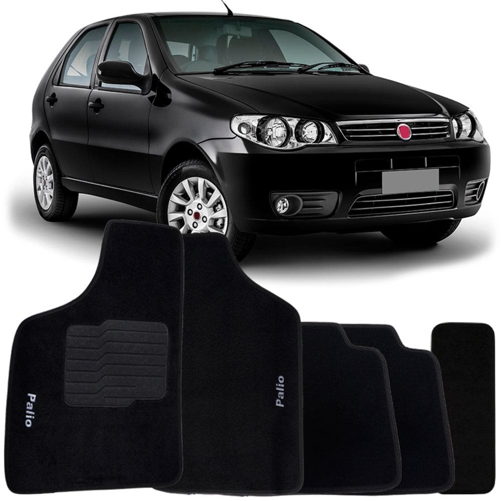 Jogo de Tapete Automotivo Carpete Fiat Palio Fire G3 2012 à 2016 Soft Logo Bordado 5 Peças