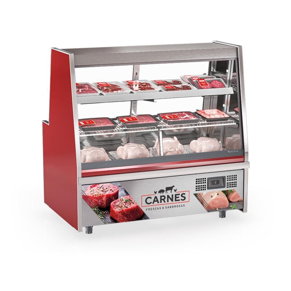 Balcão de Açougue Refrigerado Turino Vermelho 220V GRTA-150 VM Gelopar