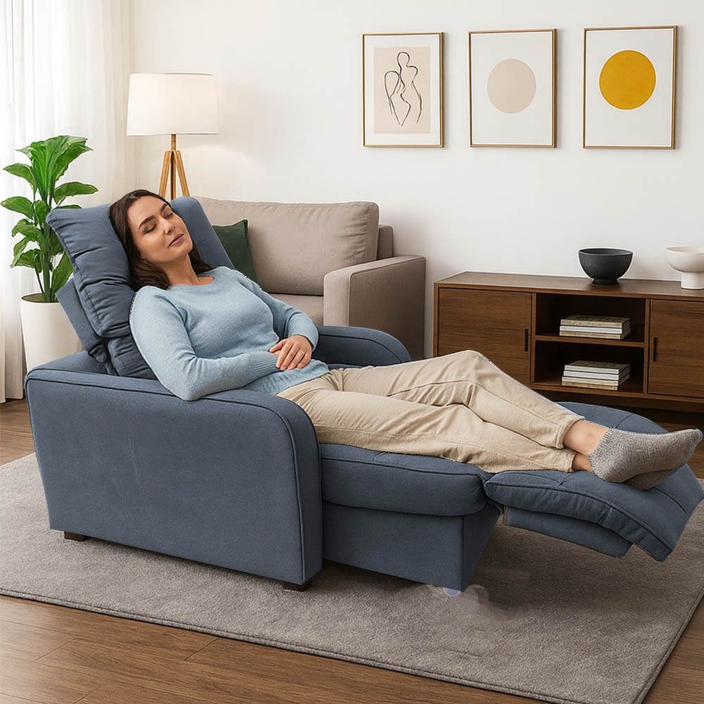 Poltrona Graça Cadeira Papai Mamãe Idoso Reclinável E Retrátil Cinza