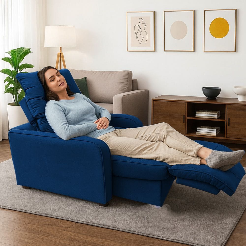 Poltrona Graça Cadeira Papai Mamãe Idoso Reclinável E Retrátil Marinho