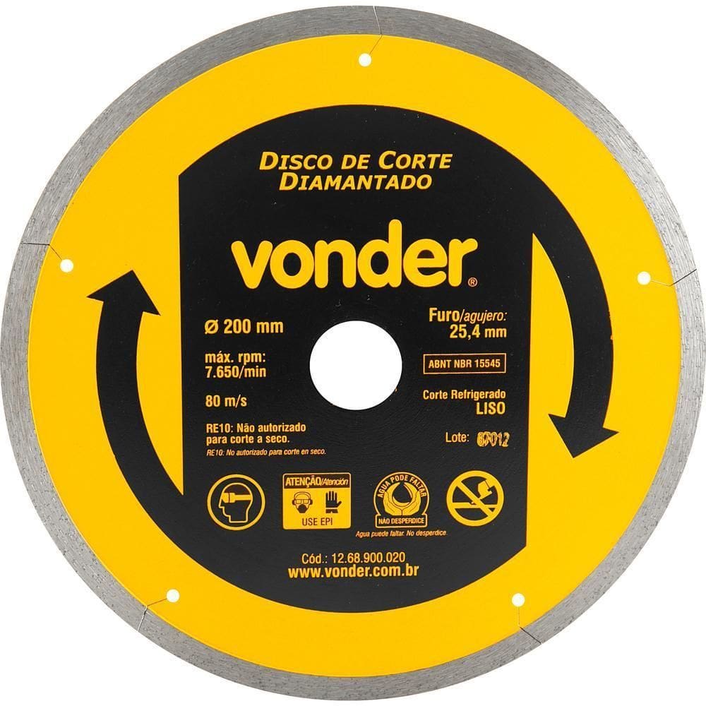 Disco Diamantado 200Mm Liso Vonder