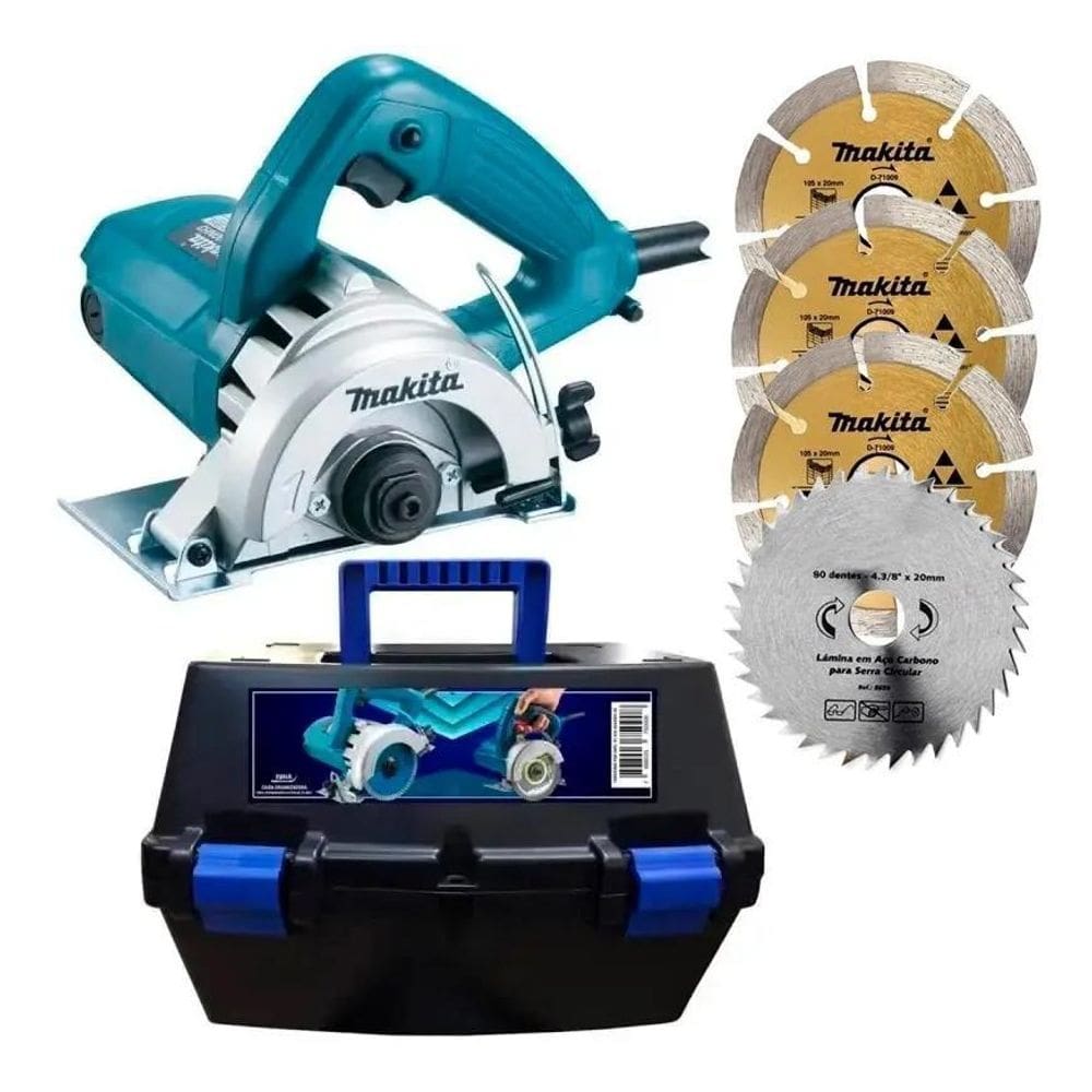 2X Serra Mármore 4.3/8 1300W 4100Nh3Z Makita + 4 Discos Male