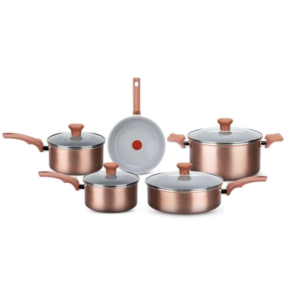 Jogo Panelas Rochedo Rose Gold Antiaderente Indução 5 Peças