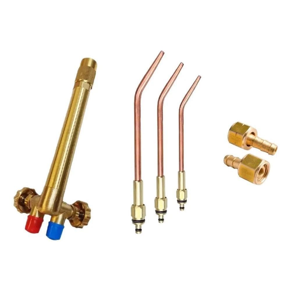 2X Conjunto Caneta De Solda Maçarico 201 Acetileno Oxigenio