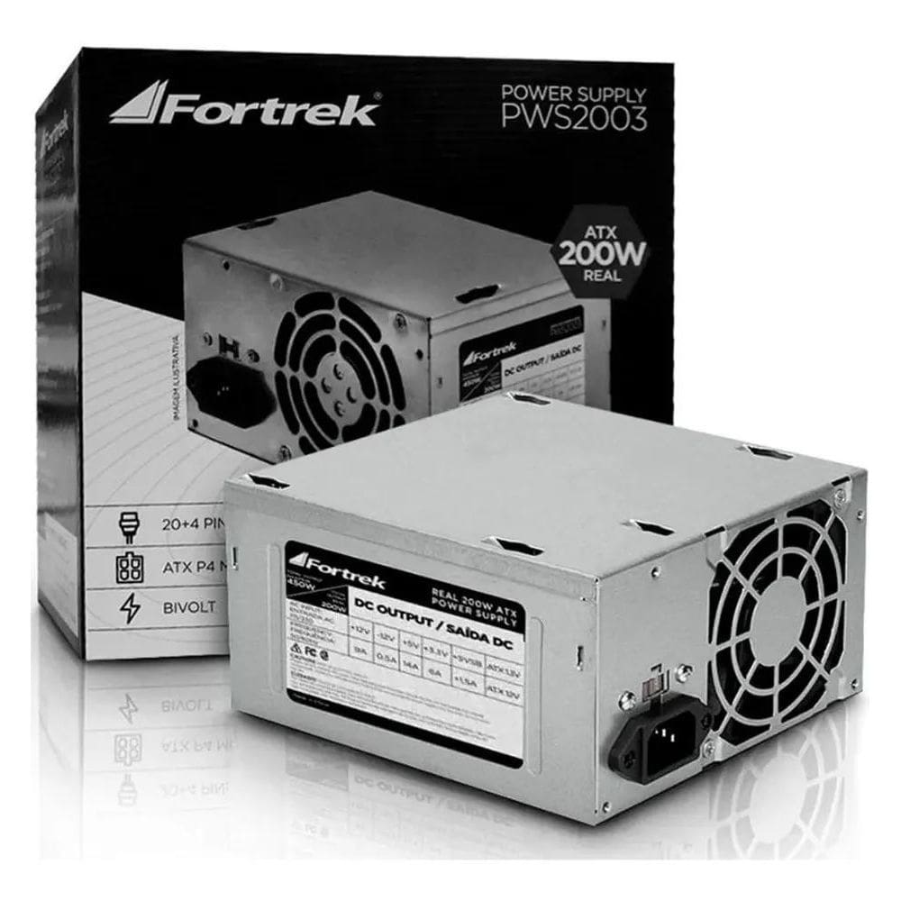 2X Fonte De Computador Pc Atx 200W Real 20+4P Pws-2003 Fortr
