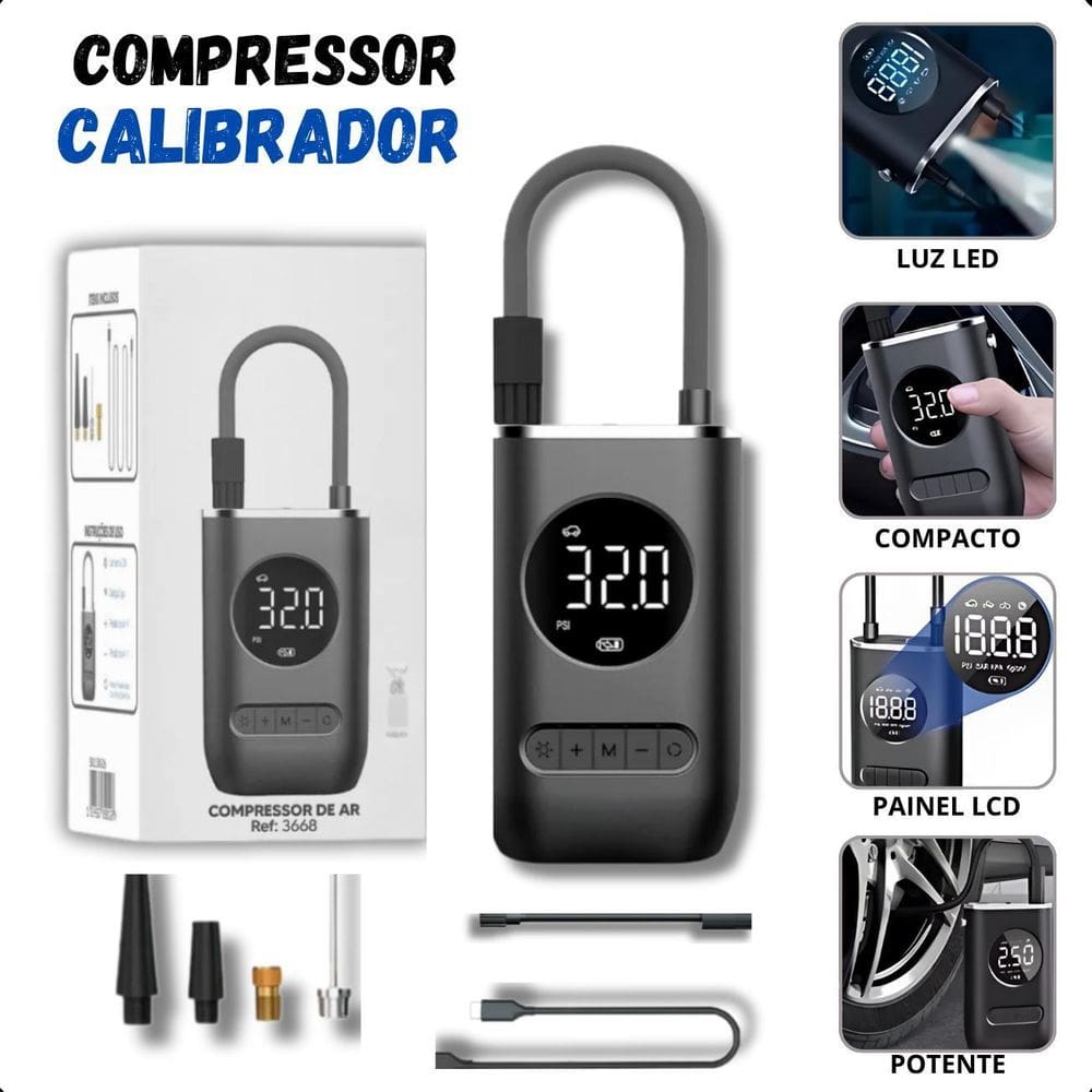 Bomba De Ar Digital 150 Psi Compacta Para Pneus