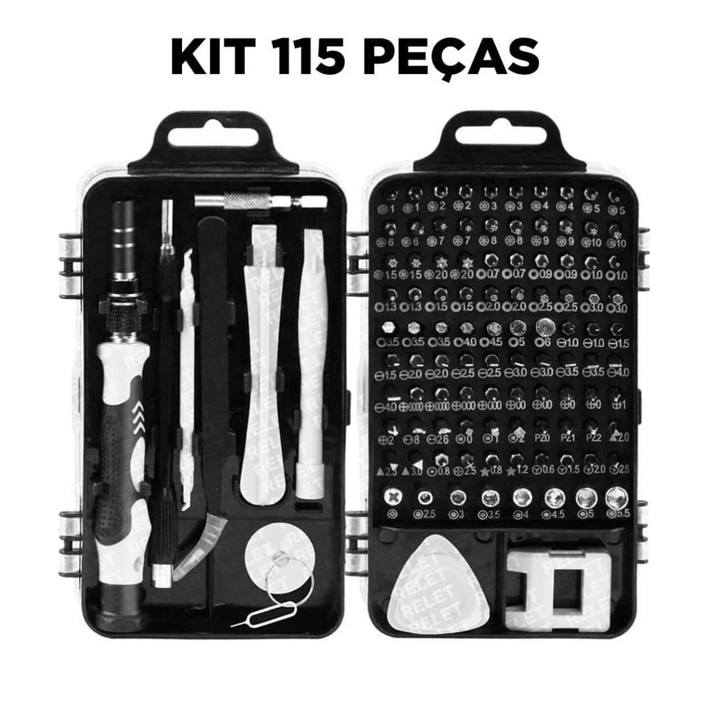 Kit Ferramenta Reparo Multiuso Magnética 115 Pç