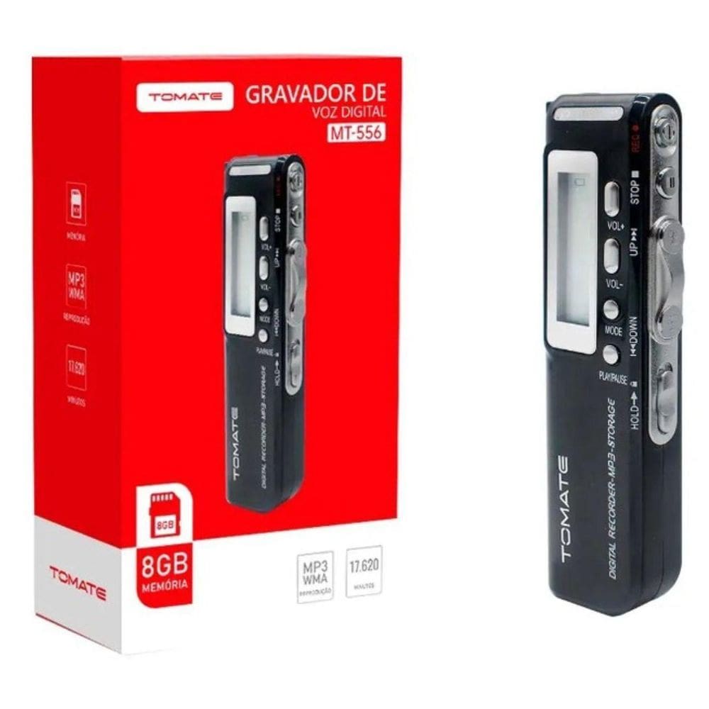 Gravador De Voz Digital 8Gb Portátil Tomate