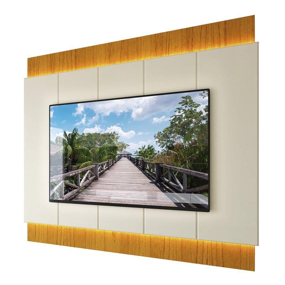 Painel Suspenso Magnifico 220 Para Tvs De Até 75 Polegadas Com Led Naturale Off White - Gelius
