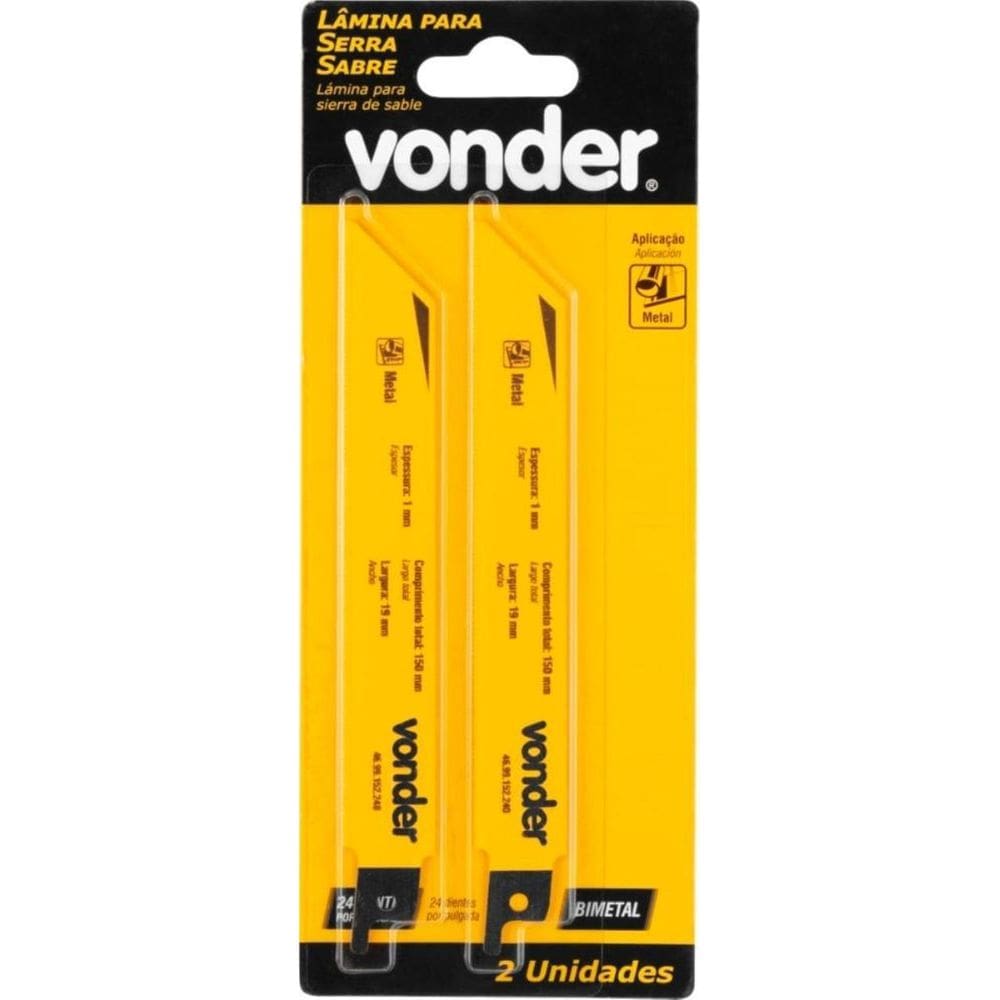 Lâminas Para Serra Sabre Metal 24D Vonder