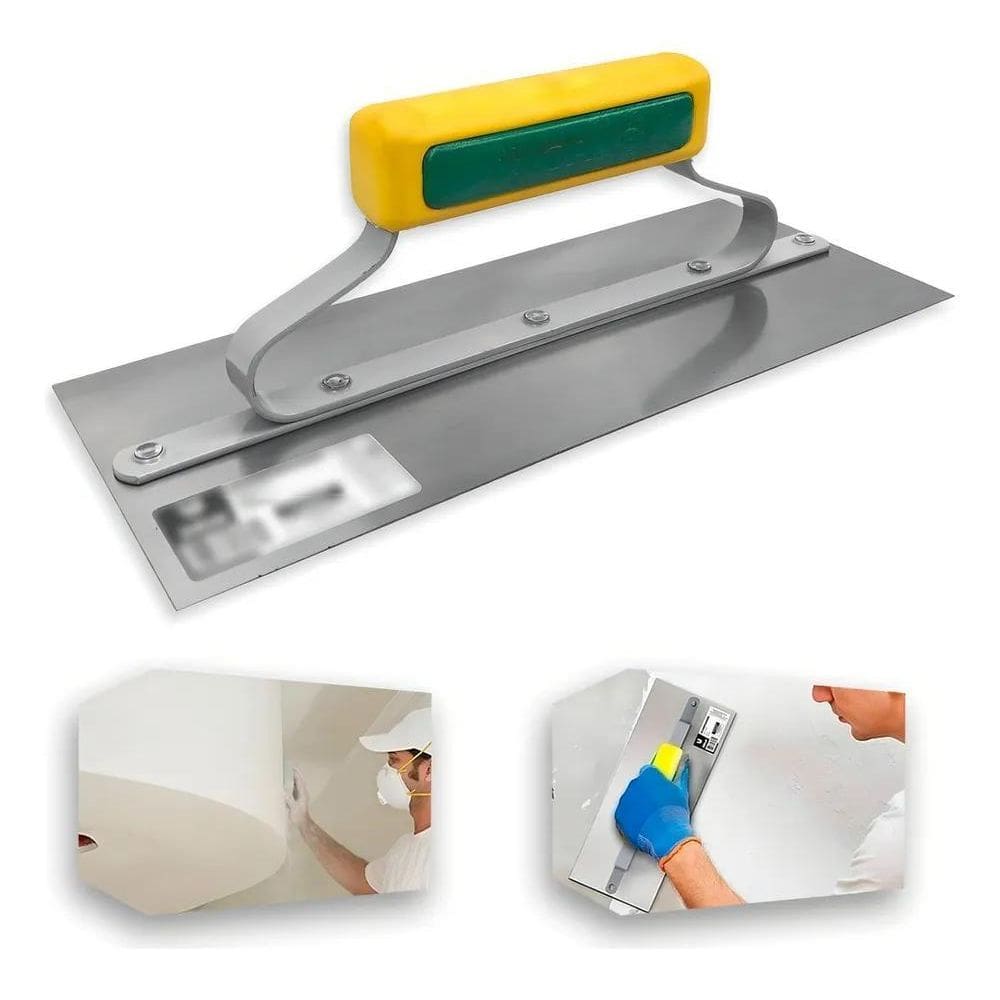 2X Desempenadeira Aço Inox Galo 306/00 Lisa 12X29 Para Gesso