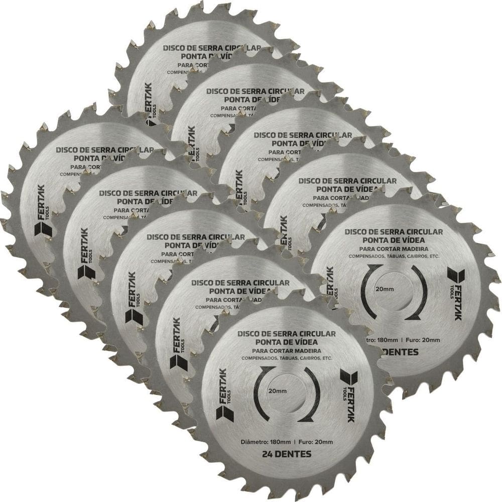Disco De Serra Circular 24 Dentes 20X180Mm Kit 10 Un