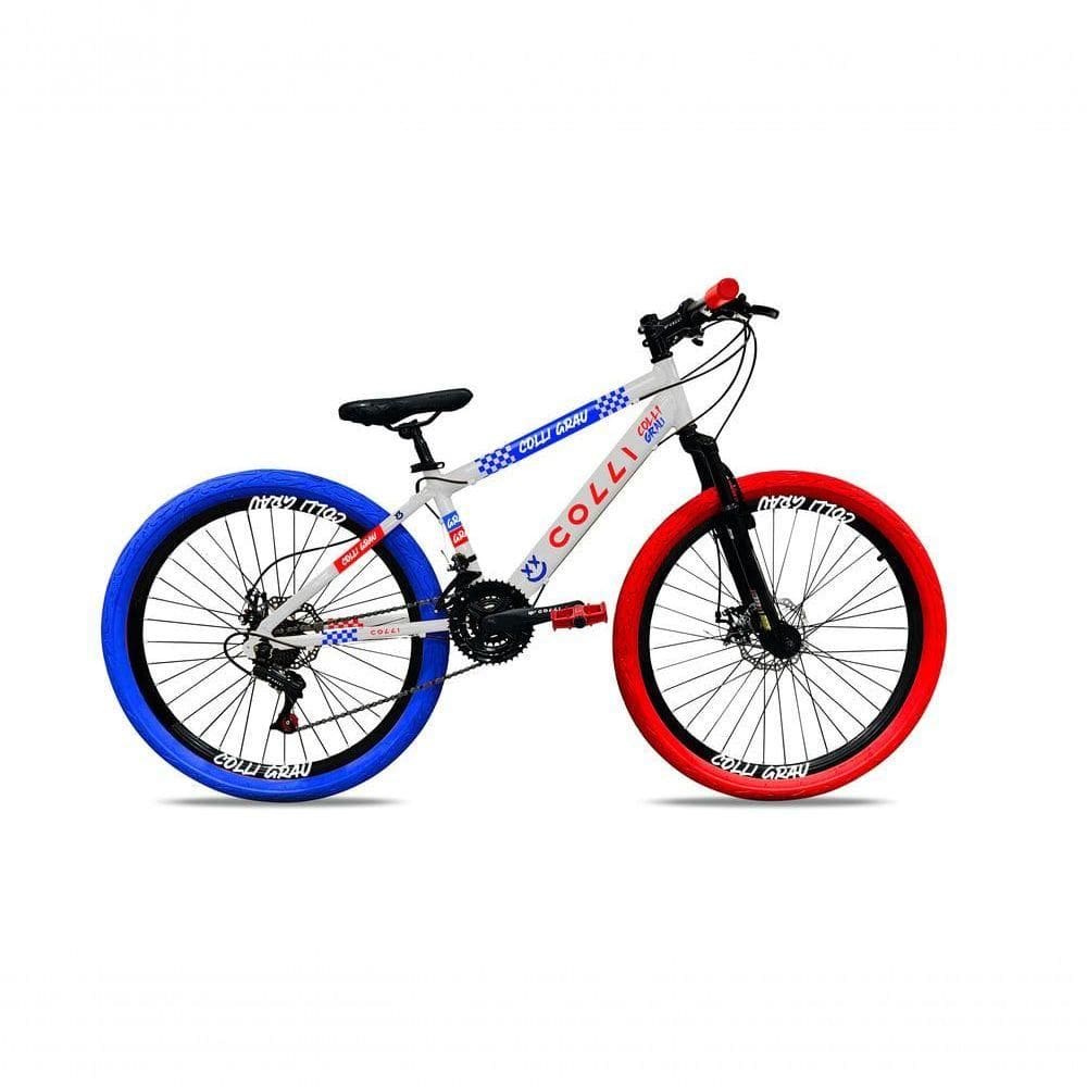 Bicicleta Grau Aro 26 21 Marchas Colli Branco-azul-vermelho