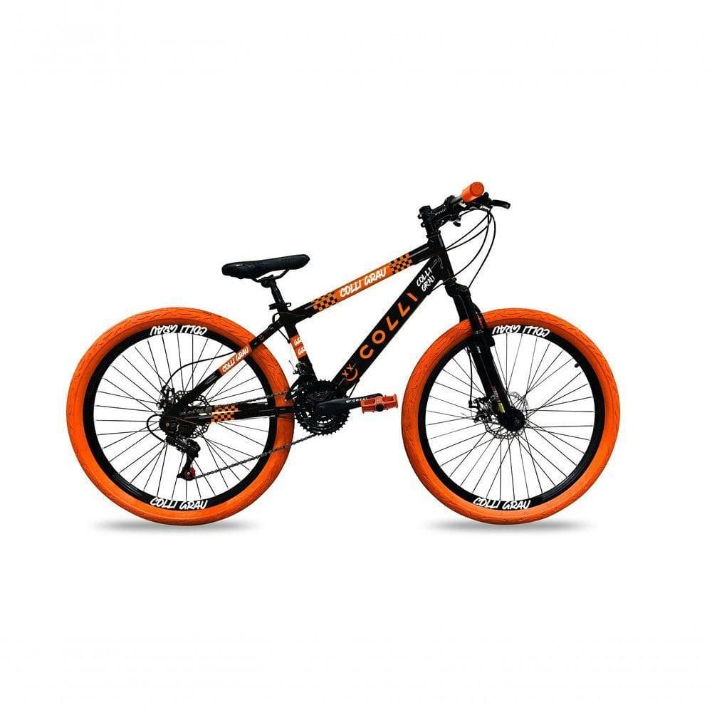 Bicicleta Grau Aro 26 21 Marchas Colli Preto Fosco-laranja