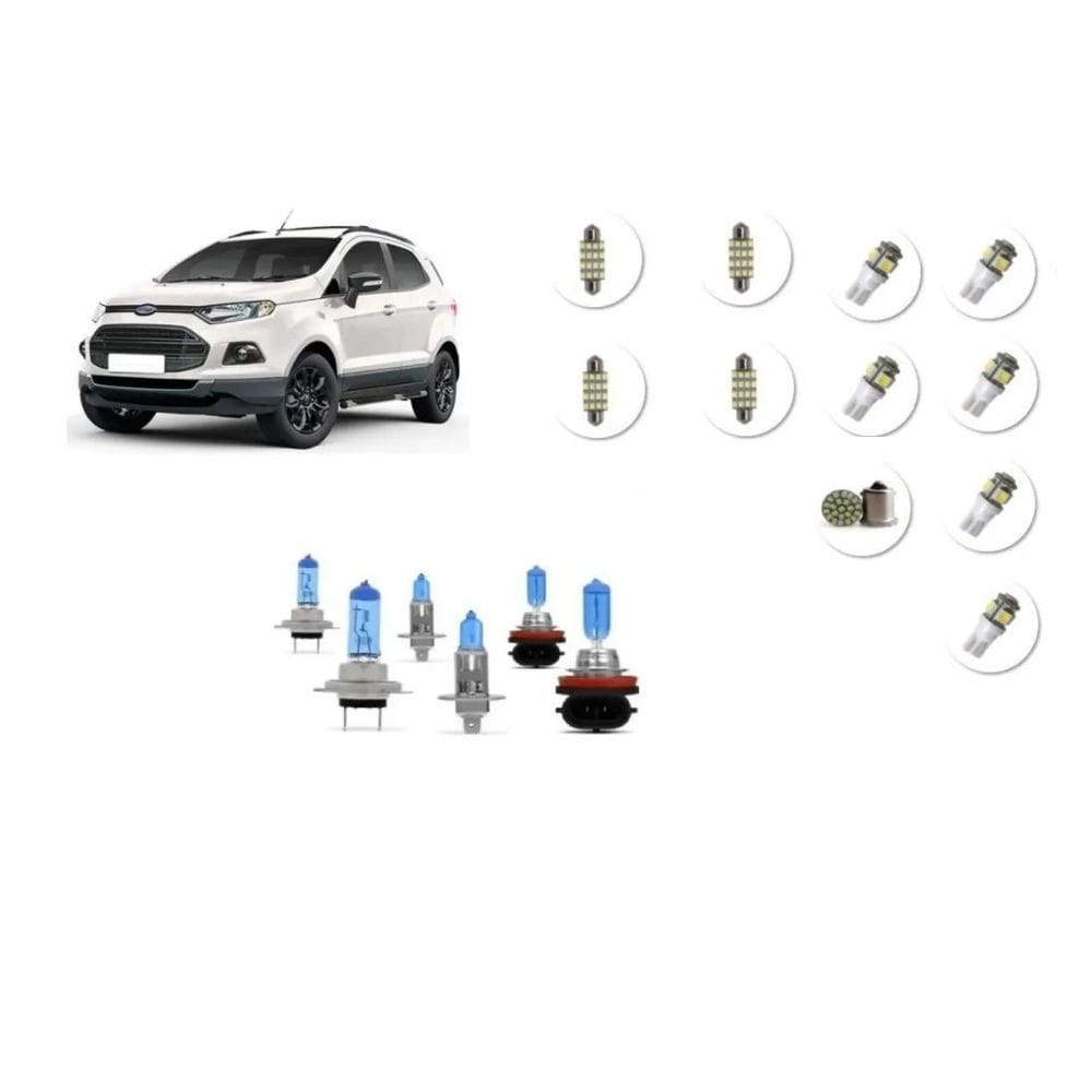 Kit Lâmpadas Leds + Super Brancas Ecosport 2017 A 2020