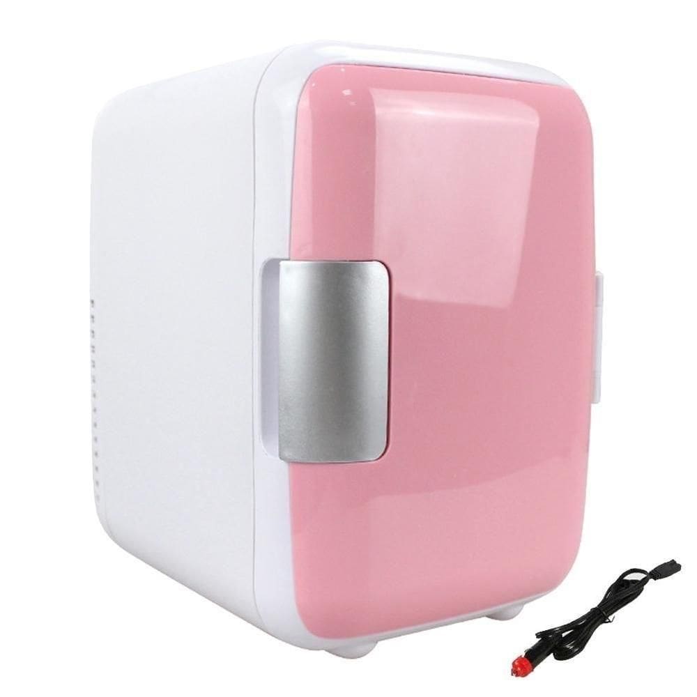 Mini Geladeira Retrô 4 Litros Rosa 12v – Refrigera E Aquece Para Casa, Carro E Viagens