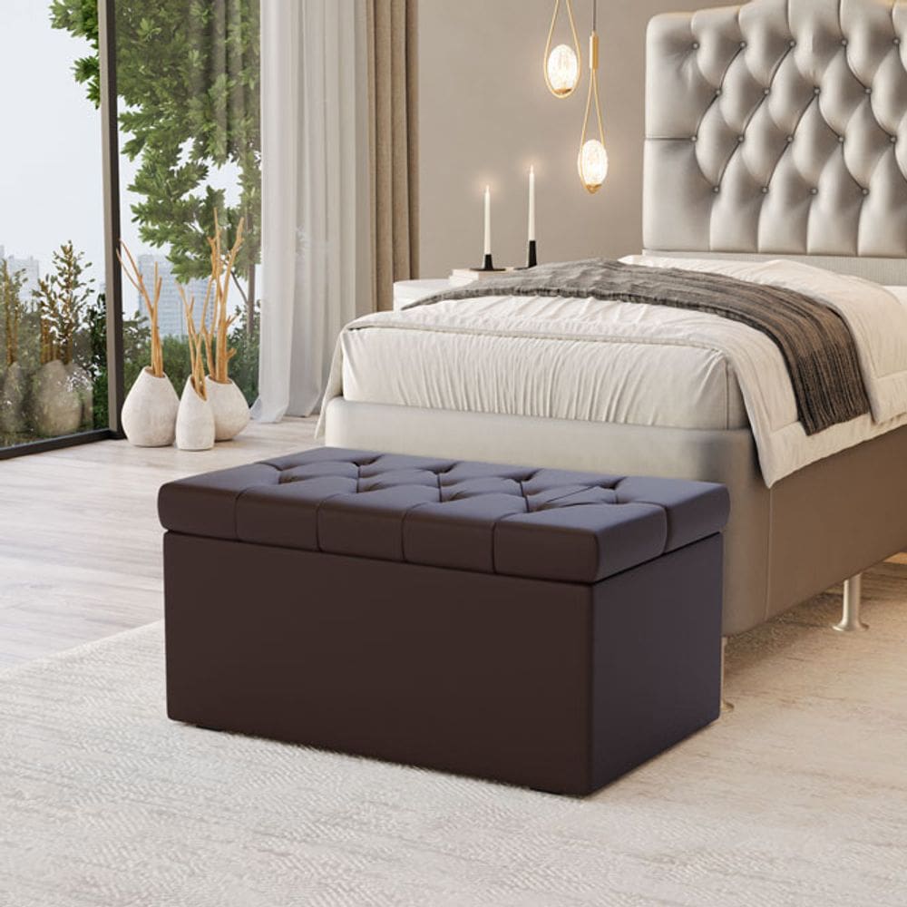 Calçadeira Baú Sagitarius Para Cama de Solteiro 90cm no Tecido Courino - Agilidade e Elegância Aradecor