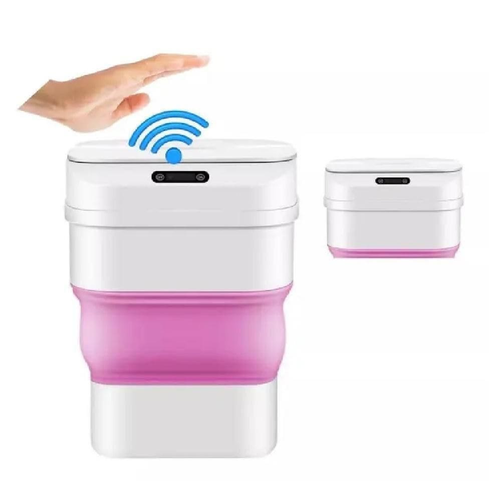 Lixeira Automática Inteligente Sensor Smart Cesto Retrátil à Prova D’água Viagem Camping Rosa