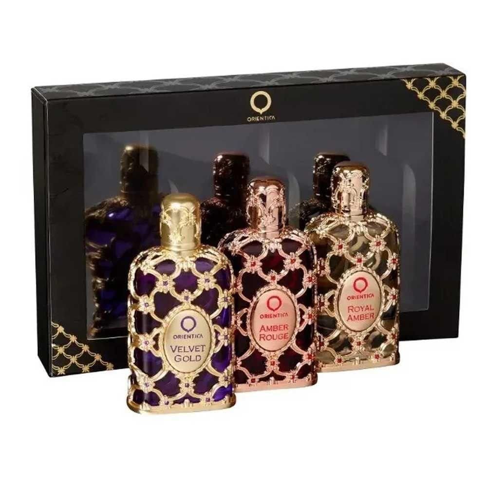 Kit Perfume Orientica Luxury Collection Amber Rouge + Royal Amber + Velvet Gold (3x 30ml)