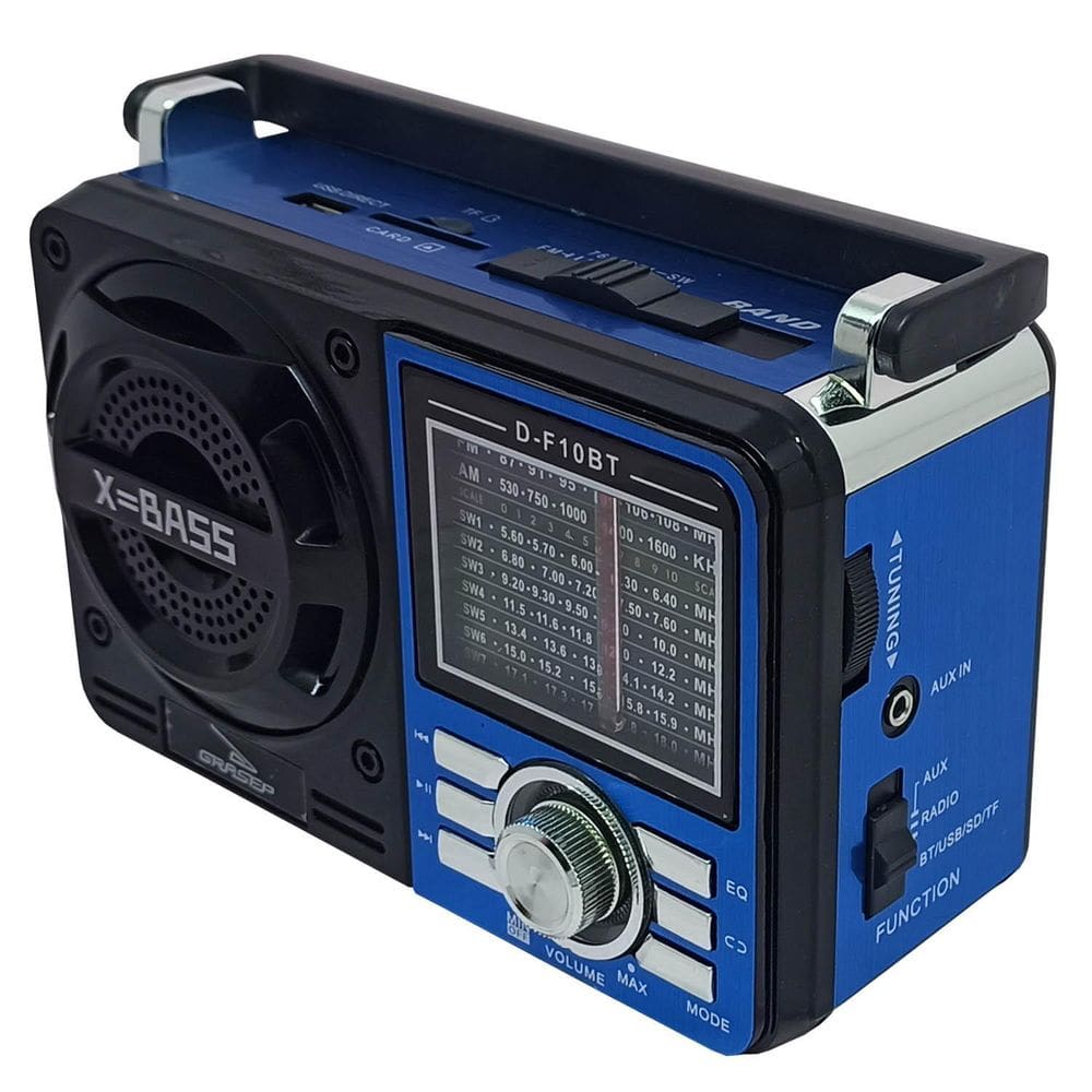 Rádio Retrô Grasep Portátil Analógico Am/ Fm Bluetooth Usb