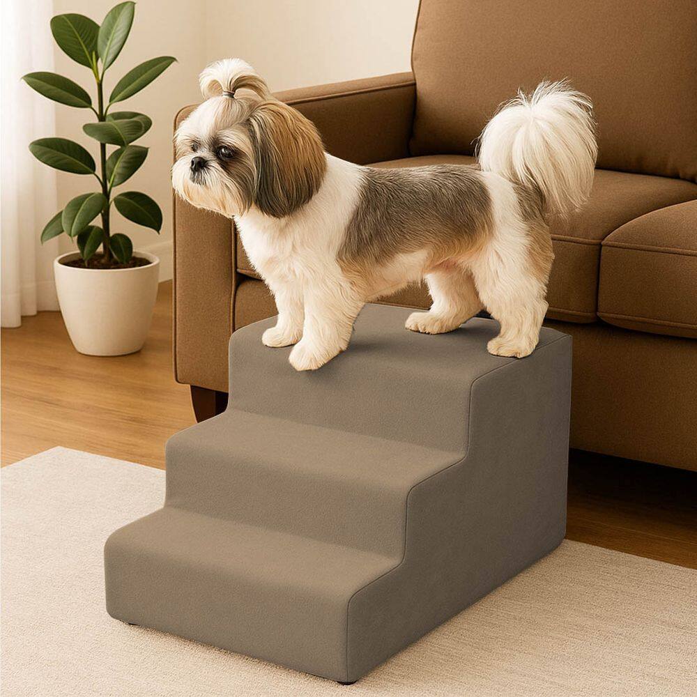 Escada Escadinha Para Pet 3 Degraus Com Osso Cor Capuccino