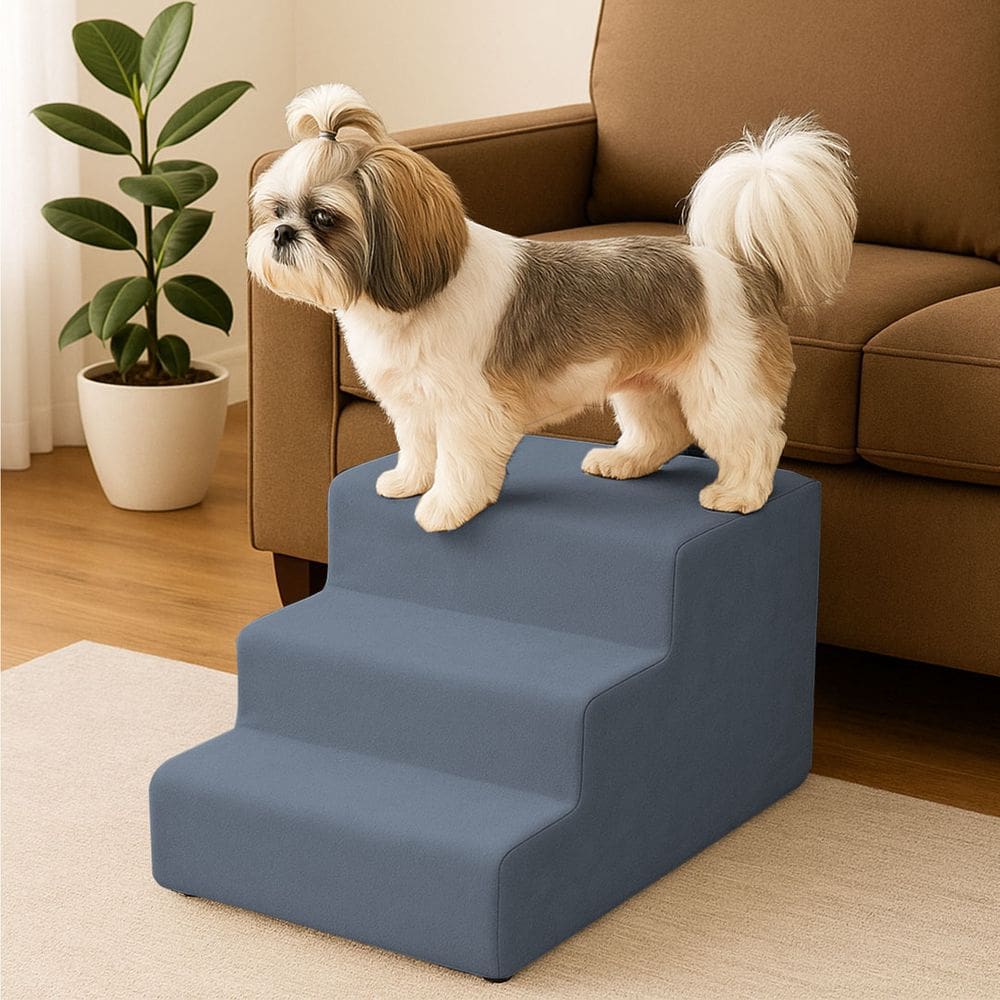 Escada Escadinha Para Pet 3 Degraus Com Osso Cor Grafite