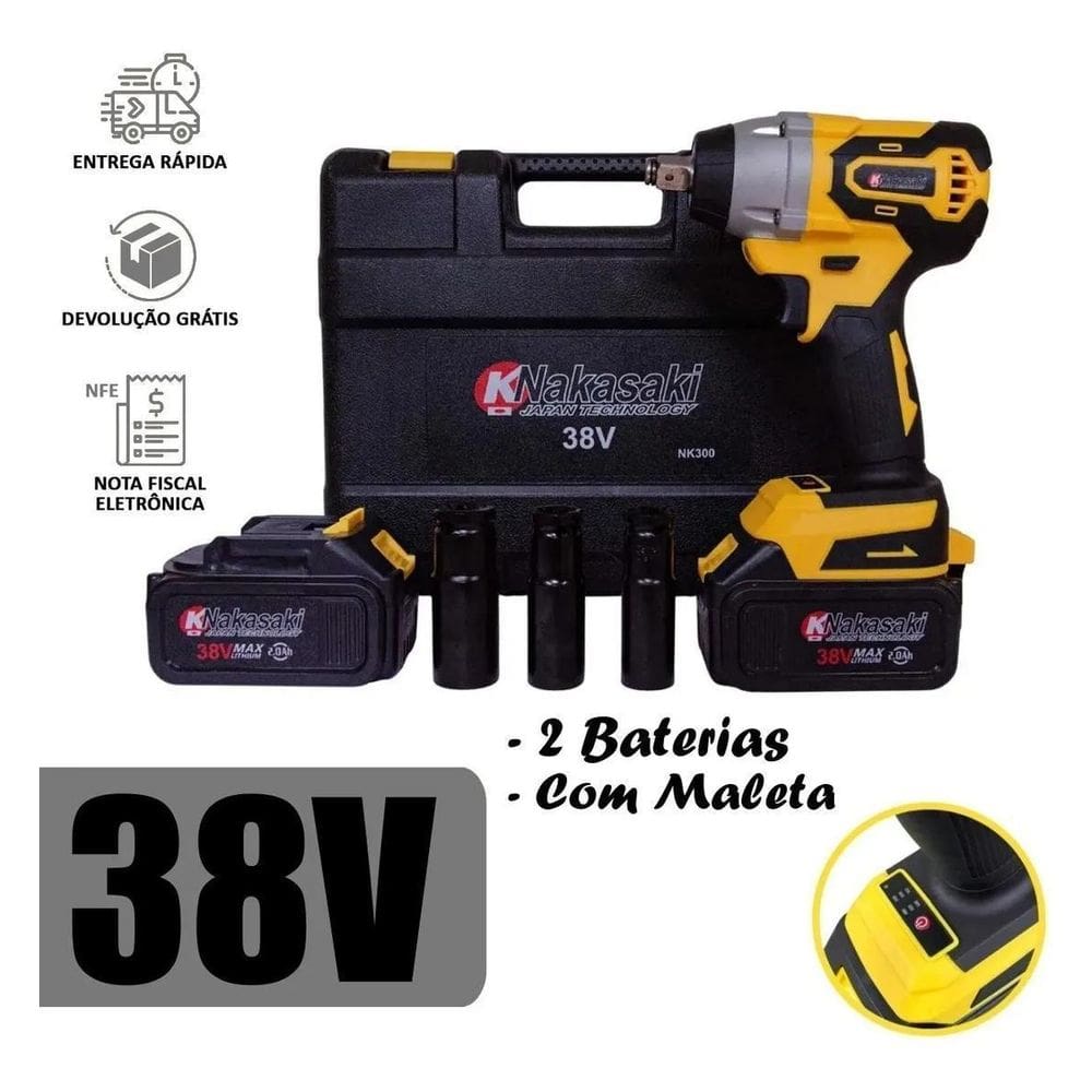 Chave De Impacto Bateria Lítio 38V Parafusadeira Industrial