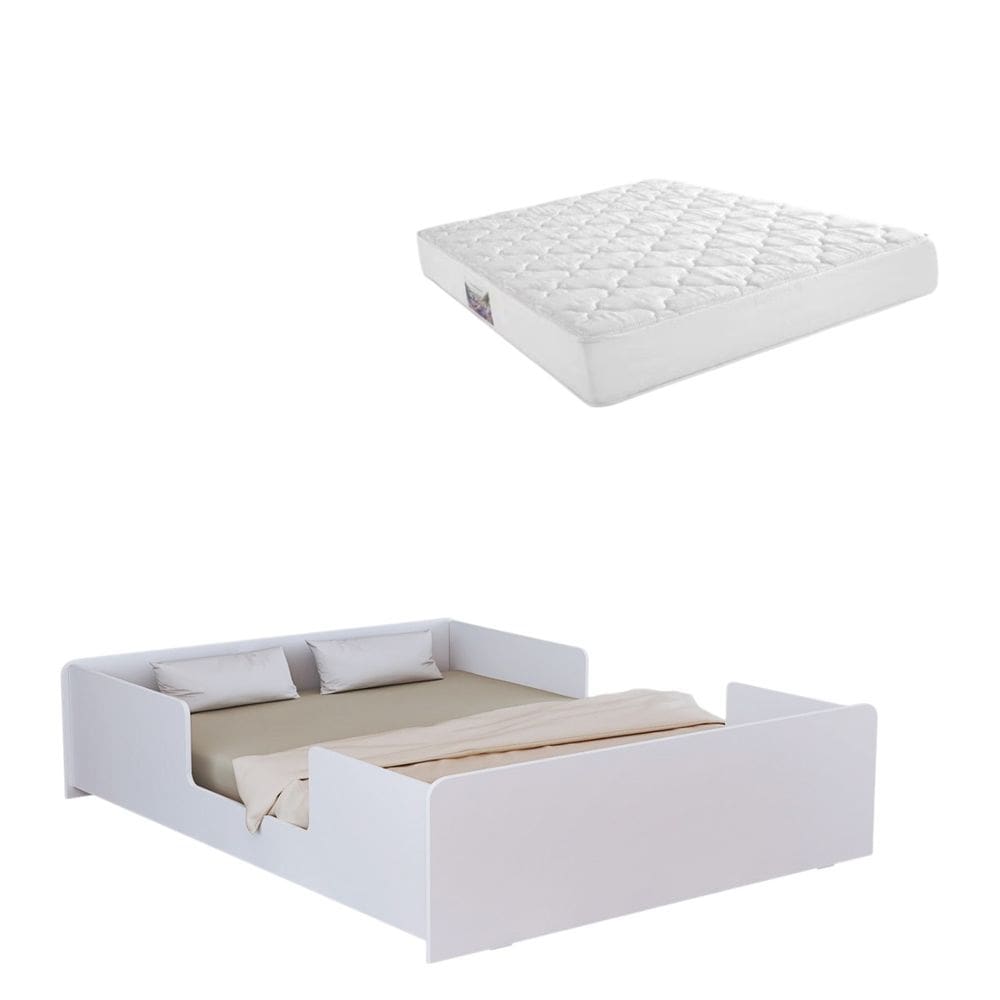 Cama Montessoriana Casal Infantil Com Proteção Lateral E Colchão