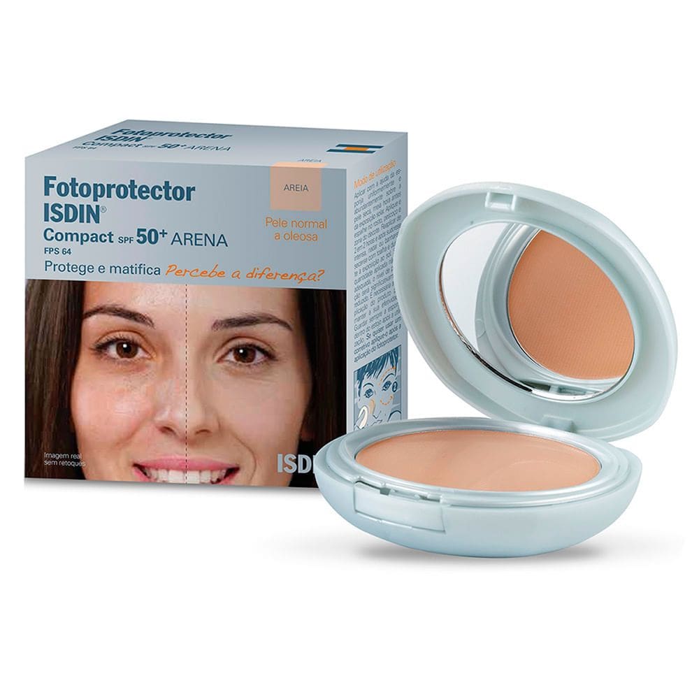 Protetor Solar Isdin Pele Normal a Oleosa FPS 50 Areia Pó Compacto com 10g
