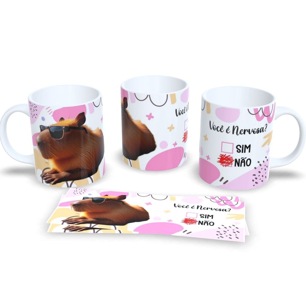 Caneca Porcelana Estampa Capivara Presente Criativo