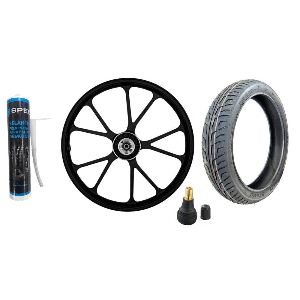 Roda Liga Leve Dianteira Honda Cg Titan 150 Fan 150 Esd V-Shape Shiver Disco + Pneu St600 80/100-18 + Bico + Selante