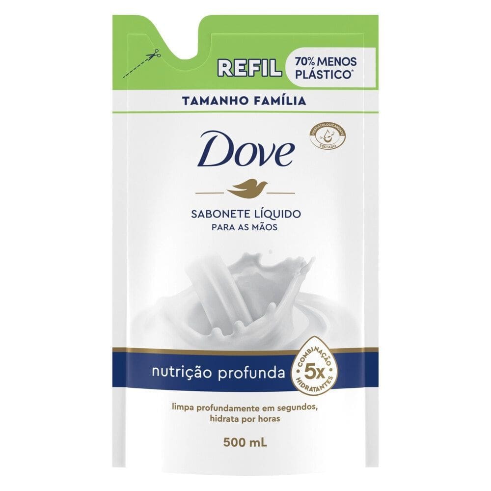 Sabonete Líquido para Mãos Dove Nutrição Profunda Refil Leve mais por Menos 500ml