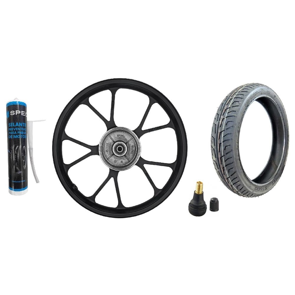 Roda Liga Leve Traseira Lona Cg Titan 150 Titan 160 Start 150 160 V-Shape Shiver + Pneu 90/90-18 St600 + Bico + Selante