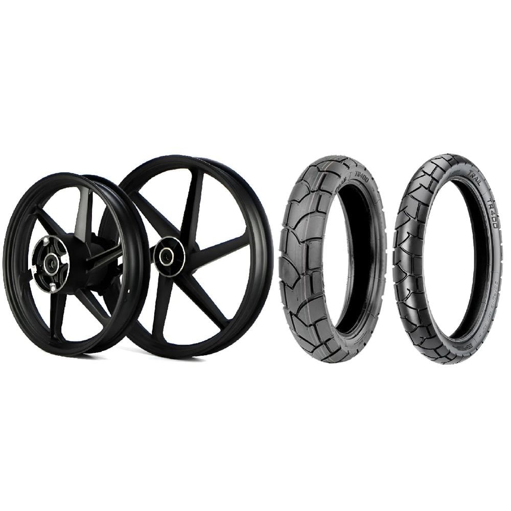 Roda Bros 160 2015 A 2022 Xre 190 2016 A 2023 Liga Leve Preto Fosco 6P A Disco + 2 Pneu Vipal Tr400 90/90-19 + 110/90-17