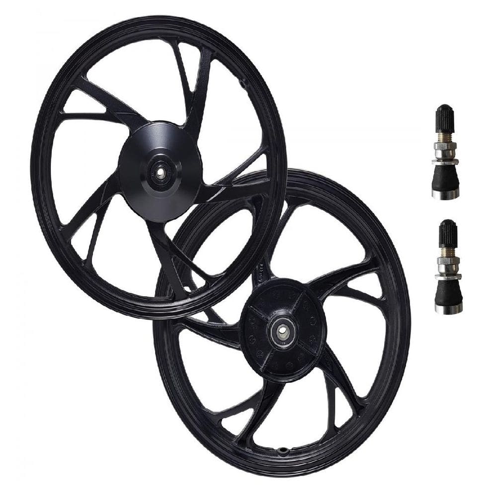 Roda Par Biz 125 2005 Á 2022 Biz 100 2013 Á 2015 Biz 110 2016 Á 2022 Pé De Galinha Freio Tambor + Bicos