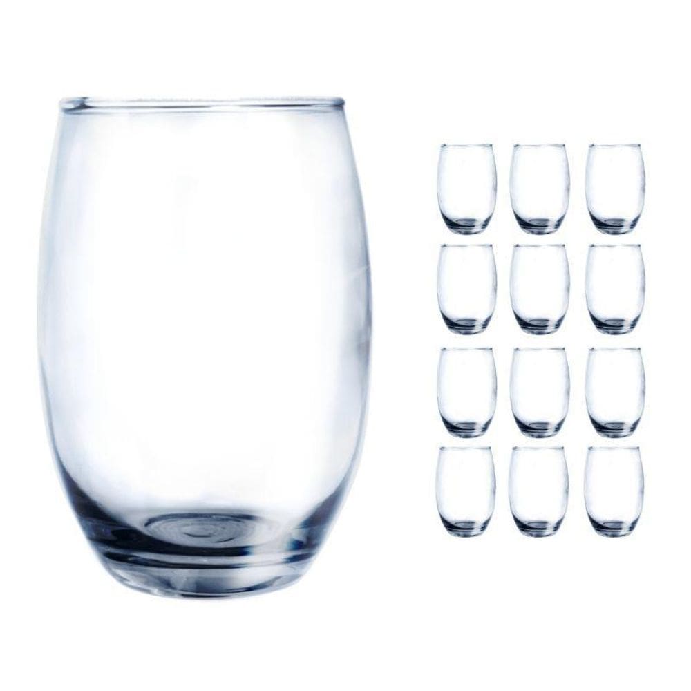 Copo Vidro 450Ml  Suco, Água  Bellagio Kit Com 12 Transp.