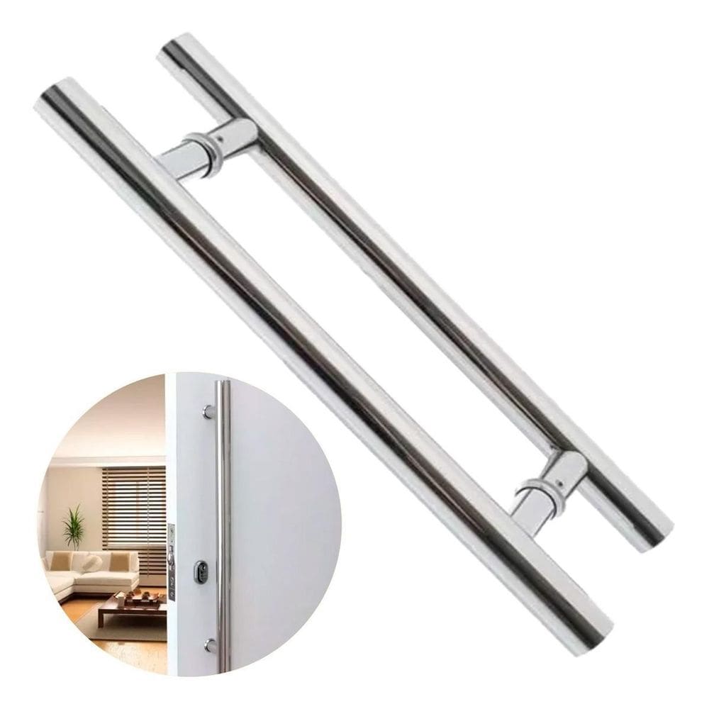 Puxador H 40cm Aço Inox 304 Escovado p/ Portas e Portões